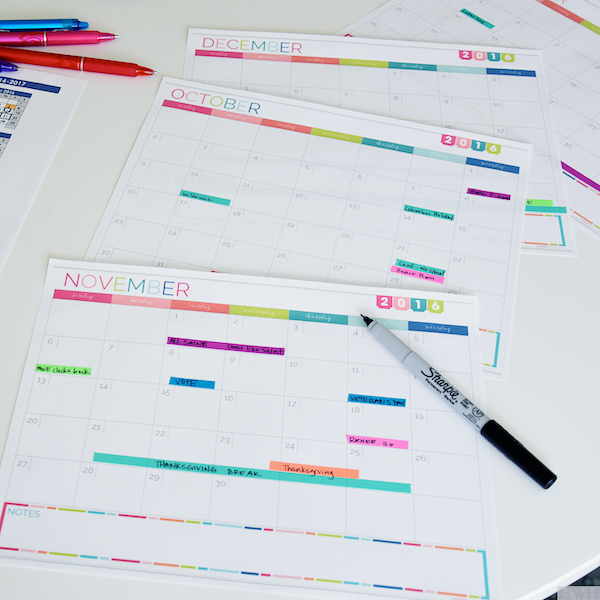 UHeart Organizing A Colorful Family Calendar IHeart Organizing